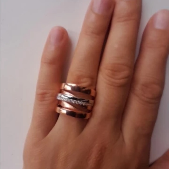 New Two Tone Multu Layer Luxury Diamond Ring - Picture 4 of 4